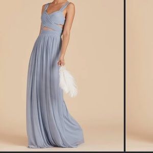 Dusty Blue Floor Length Bridesmaid Dress
